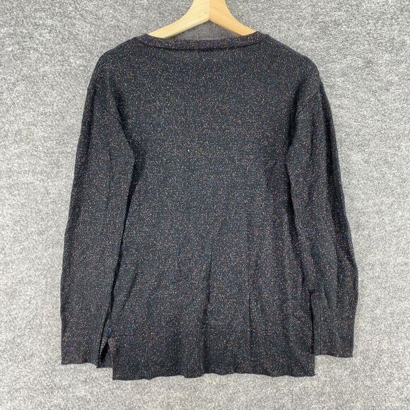 A New Day Sweater Pullover Women XS Black Knit V-Neck Long Sleeve Rayon Casual - Picture 2 of 7